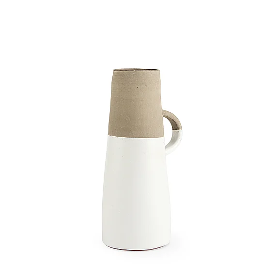 Mercana Garand Medium 15H Two-Toned White Natural Ceramic Jug 31059