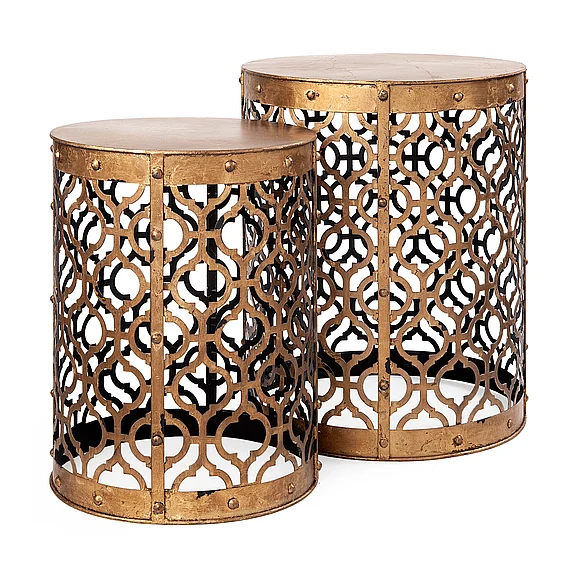 Mercana Rudebekia (Set of 2) 16L x 16W Gold Round Metal Accent Tables 50118 PROMO