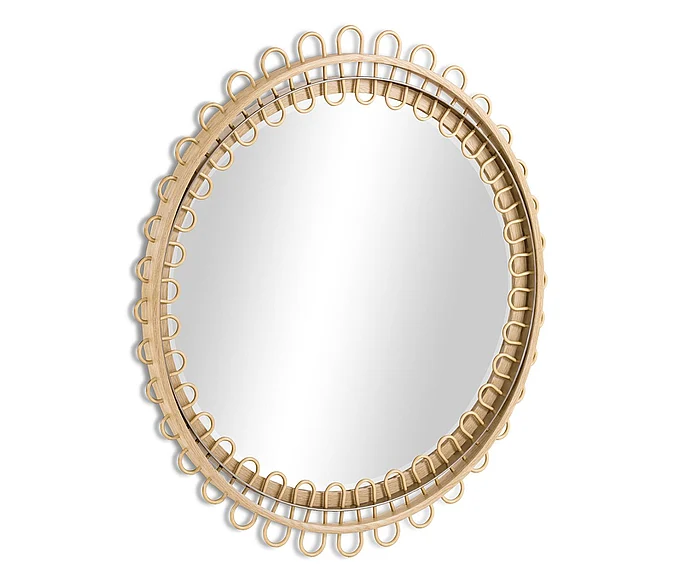 Jonathan Charles Vorticity Oval Multimedia Mirror in Water Natural Rattan 001-1-500-NRT