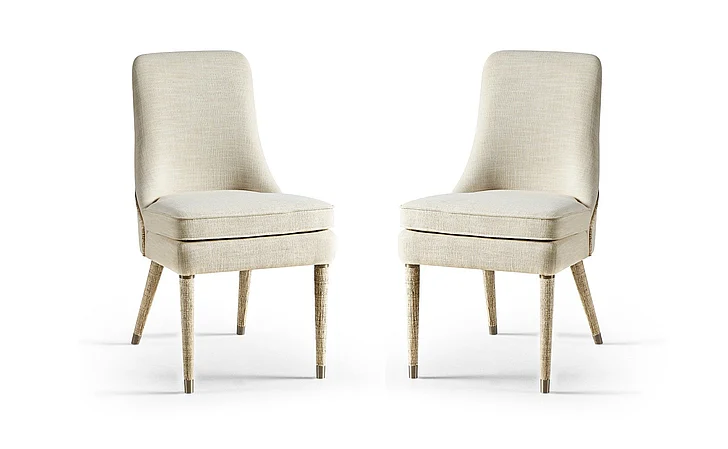 Jonathan Charles Water Shoal Linen & Grasscloth Side Chair in Water Raffia (Set of 2) 001-2-131-LOWK2