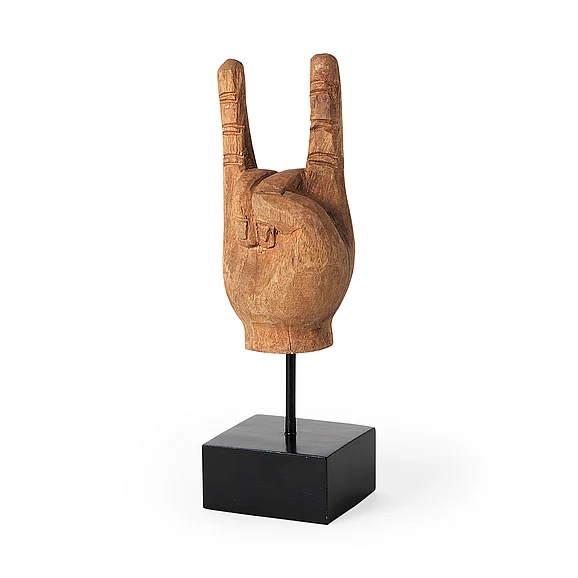 Mercana Saxum 4L x 4W Natural Wooden Carved Hang Loose Hand 57948