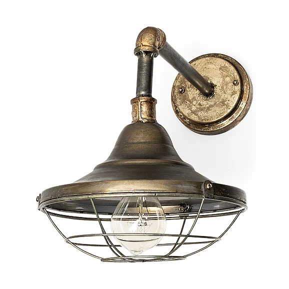 Mercana Agadir 8.8X18 Bronze Metal Conical Shade Caged Wall Sconce 65124