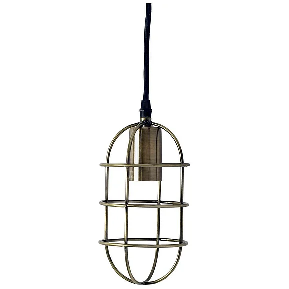 Mercana Hines I 4X8 Antiqued-Brass Metal Cage Pendant Light 65392 PROMO