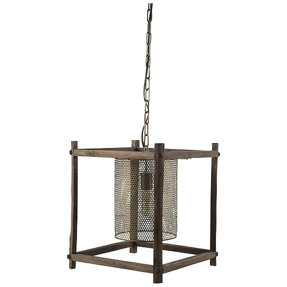 Mercana Keppler 16L x 16W x 18.3H Perforated Metal and Wood Pendant Light 65460 PROMO