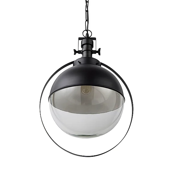 Mercana Leighton II 15X20 Black Metal Spherical Pendant Light 65463 PROMO