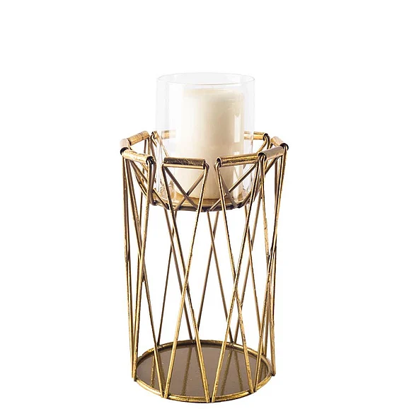 Mercana Othello II Short Antiqued Brass Metal Table Candle Holder 67187 PROMO