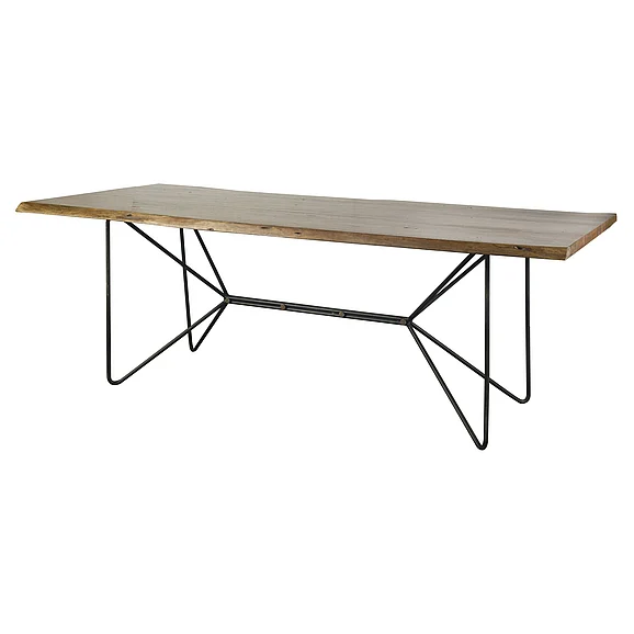 Mercana Papillion II 84.0L x 38.0W x 30.0H Rectangular Natural Wood Top w/Black Iron Base Dining Table 67623-AB PROMO