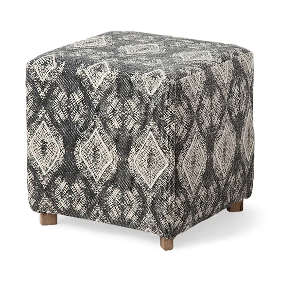 Mercana Pallu 18.75"H Dhurrie Cotton Cover w/Four Wooden Legs Ottoman 67489 PROMO
