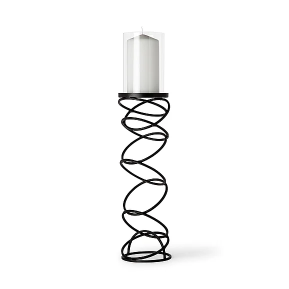 Mercana Omega III Large Black Metal Stacked Ring Table Candle Holder 67880 PROMO