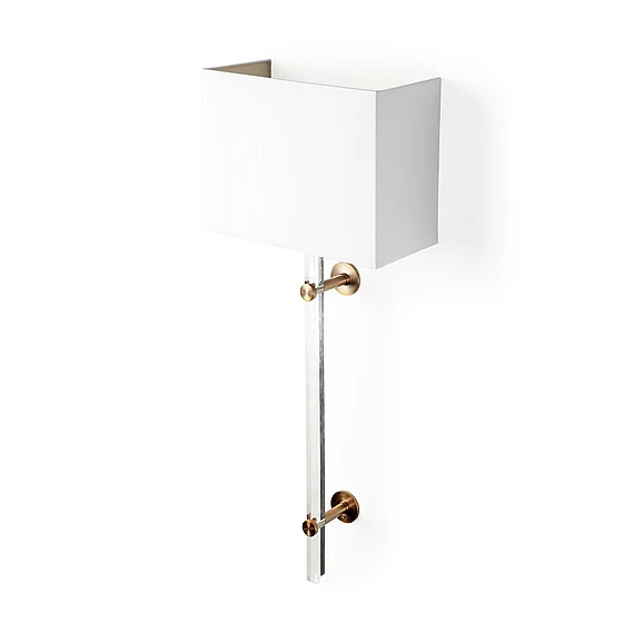 Mercana Cantabria 12 x 30 White Shade Brass/Acrylic Wall Sconce 67943 PROMO
