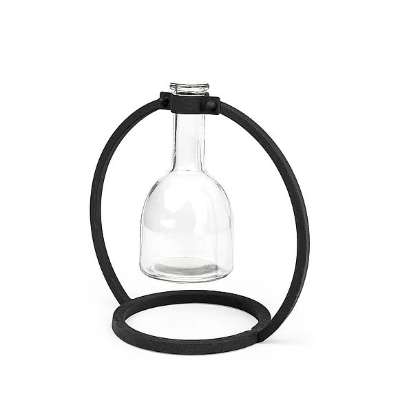 Mercana Monica I Short Black Metal Glass Bottle Vase 67909