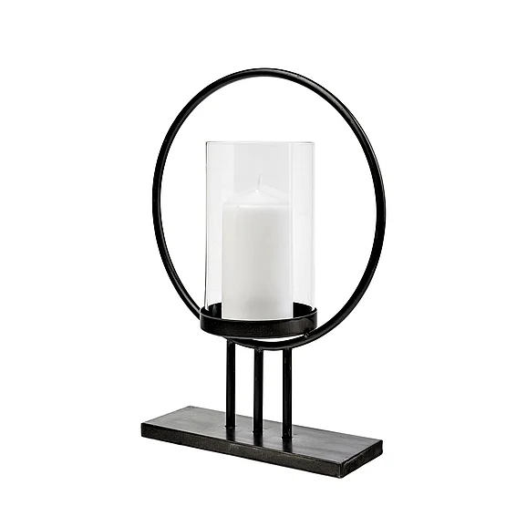 Mercana Saturn I Small Black Metal Table Candle Holder 67964 CLOSEOUT