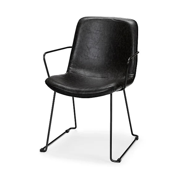 Mercana Sawyer II Black Faux-Leather Seat Black Iron Frame Dining Chair 68311 PROMO