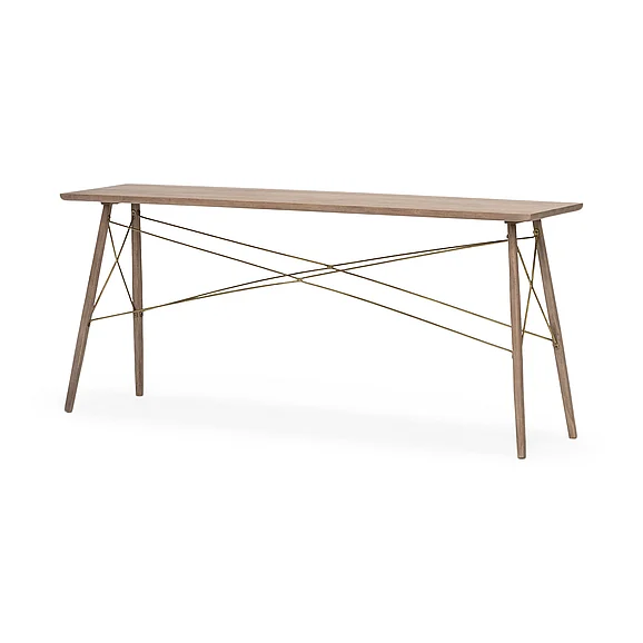 Mercana Kirby I 66L x 16W Brown Wooden Cross Braced Console Table 68220 PROMO