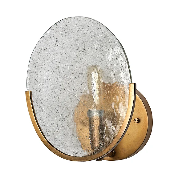Mercana Rubeus I 5.5X 9 Brass Toned Metal w/Frosted Glass Circular Wall Sconce 68400 CLOSEOUT
