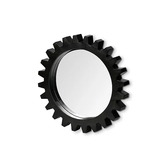 Mercana Alloy Cog 26" Round Black Metal Frame Mirror 68550 CLOSEOUT