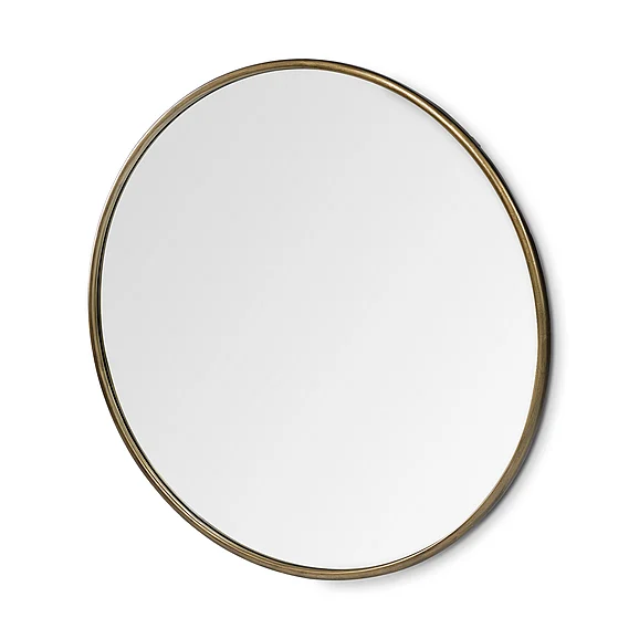Mercana Piper 47.2L x 1.0W x 47.2H Large Gold Metal Round Wall Mirror 68545