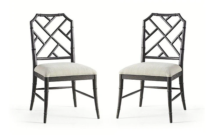 Jonathan Charles Timeless Saros Chippendale Bamboo Side Chair in Ebonised Oak 003-2-121-EBO (Set of 2)