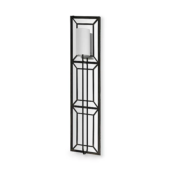 Mercana Noah 12.2X55 Black Metal w/White Fabric Shade Rectangular Wall Sconce 68423-AB PROMO