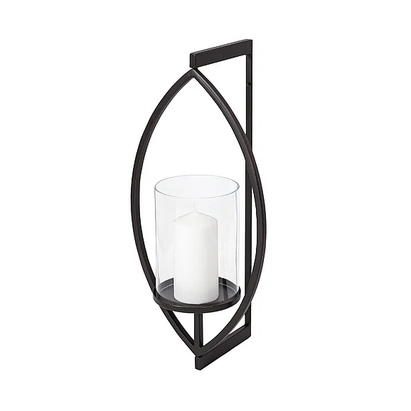 Mercana Drax 22"H Black Metal Wall Candle Holder 68417 PROMO