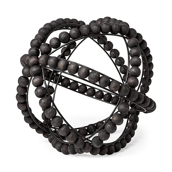 Mercana Earnhardt II Large 11L x 11W Black Wooden Beaded Orb 68679 PROMO