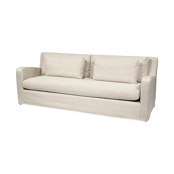 Mercana Denly II 92.5 x 38.25 x 34.5 Beige Slipcover Three Seater Sofa 68702 PROMO