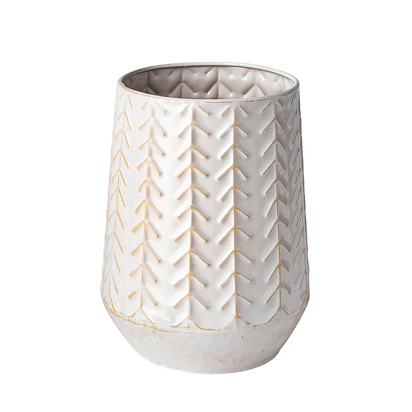 Mercana Gemma II Metal Glossy White Chevron Vase 68819 PROMO