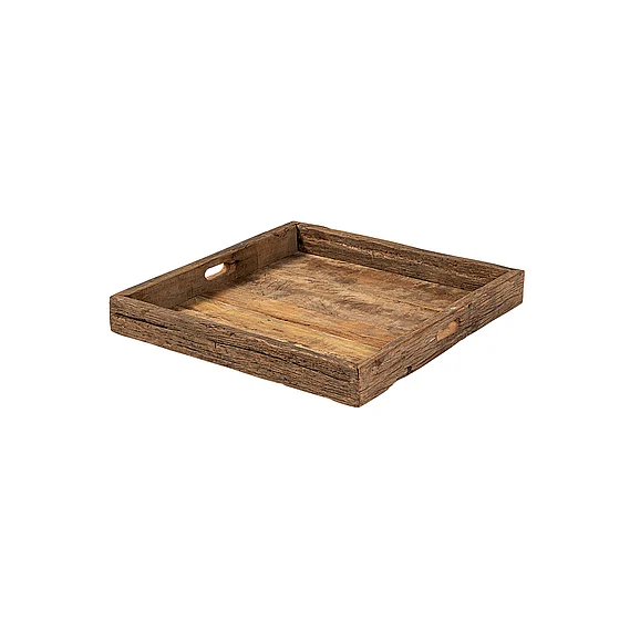 Mercana Carson (Small) 24L x 24W Brown Reclaimed Wood Tray 68861