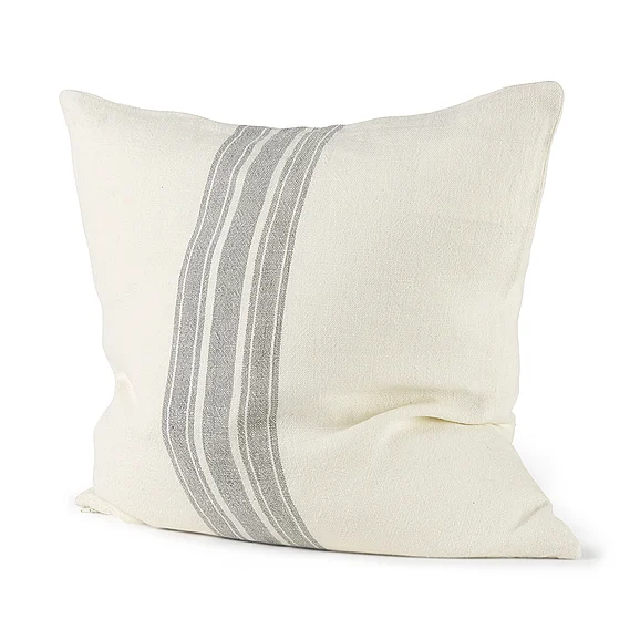 Mercana Patrice 22 x 22 Cream With Gray Stripes Decorative Pillow Cover 68871 PROMO