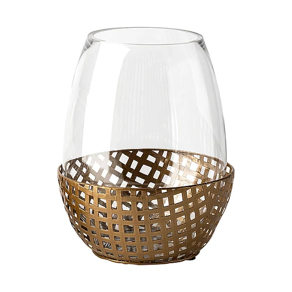 Mercana Reena II Large Gold Woven Metal Base Table Candle Holder 68940 PROMO