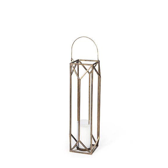 Mercana Ivy Small Gold Metal Geometric Cage Candle Holder Lantern 68975 PROMO