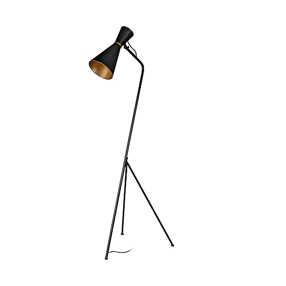 Mercana Eris III (58.3"H) Black/Brass Metal Cone Shade Floor Lamp 68977