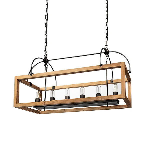 Mercana Josie (42"X14.5"X20") Natural Wood Chassis Six Light Chandelier 68981 PROMO
