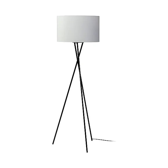 Mercana Ambrose 20.0L x 20.0W x 61.8H Black Metal w/White Fabric Shade Floor Lamp 68970