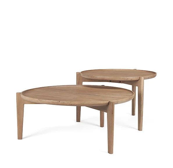 Mercana Cleaver (Set of 2) 40" & 31" Round Brown Solid Wood Nesting Coffee Tables 69024