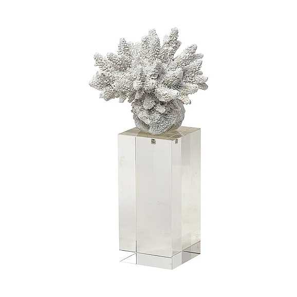 Mercana Isla (Large) 5L x 5W White Replica Resin Coral On Clear White Glass 68927 PROMO