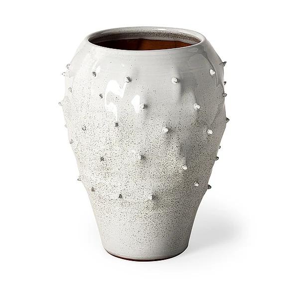 Mercana Julian Large Glossy White Ceramic Spoked Vase 68908