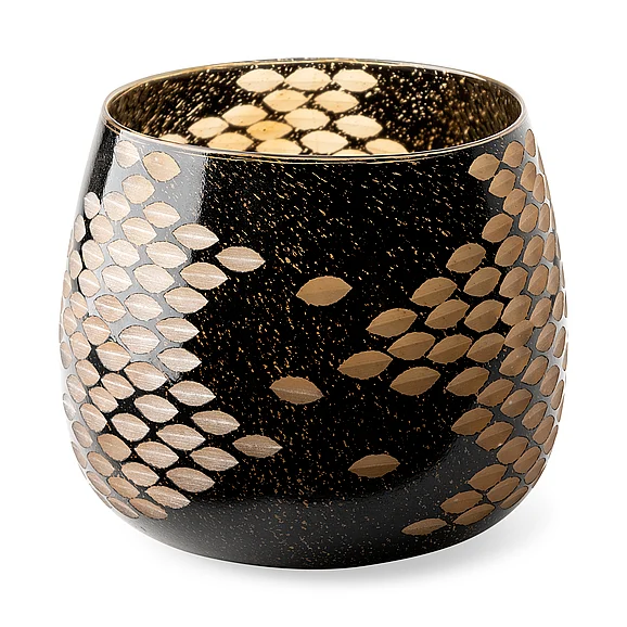 Mercana Mojave Large Black and Gold Detail Glass Vase 69037 PROMO