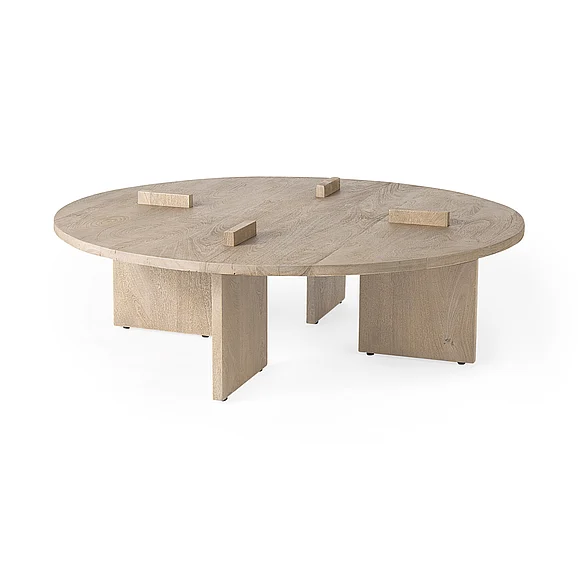 Mercana Aida 48" Round Light Gray Wood Coffee Table 69188