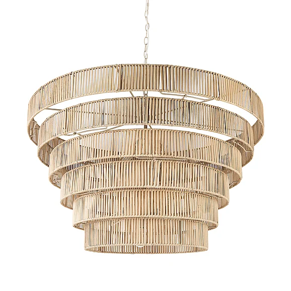 Mercana Marimba 40 L x 40 W x 24 H Natural Cane 6 Tier Chandelier 69240