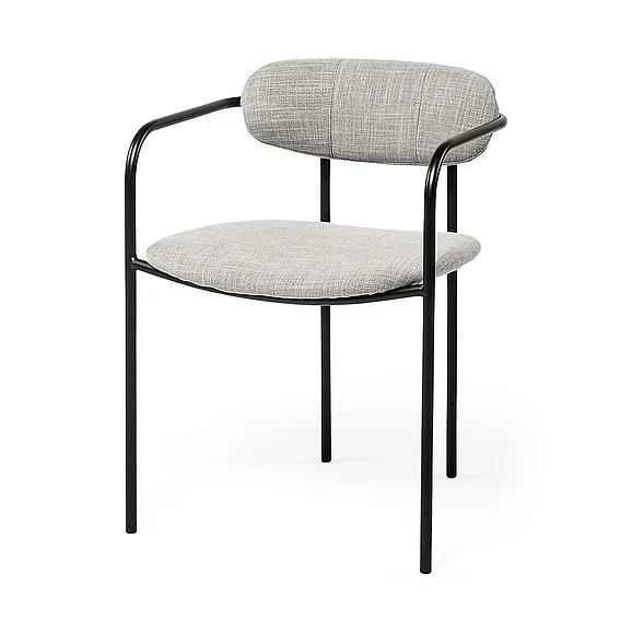 Mercana Parker Gray Fabric Seat Black Metal Dining Chair 69358