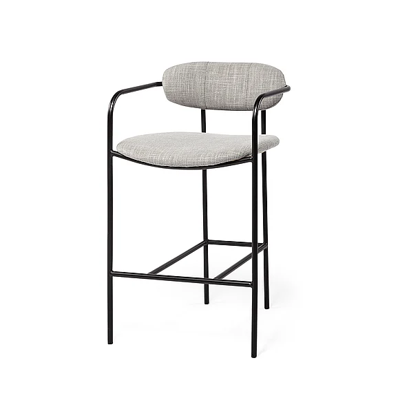 Mercana Parker Gray Fabric Seat Black Metal Counter Stool 69359 PROMO