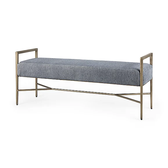 Mercana Charlotte 55.0L x 17.0W x 22.5H Dark Fabric Seat Metal Frame Bench 69368