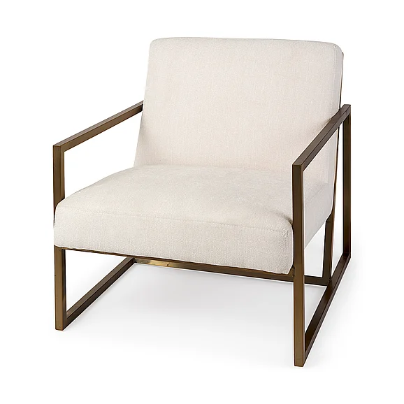 Mercana Armelle Cream Fabric Seat w/Gold Metal Frame Accent Chair 69450