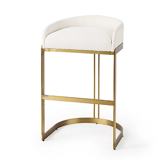 Mercana Hollyfield 20.5 x 19.7 x 32.7 Cream Fabric Seat w/ Gold Metal Base Bar Stool 69456