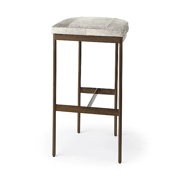 Mercana Millie 16.75 x 17.75 x 30 Hair-On-Hide Seat w/ Gold Frame Bar Stool 69385