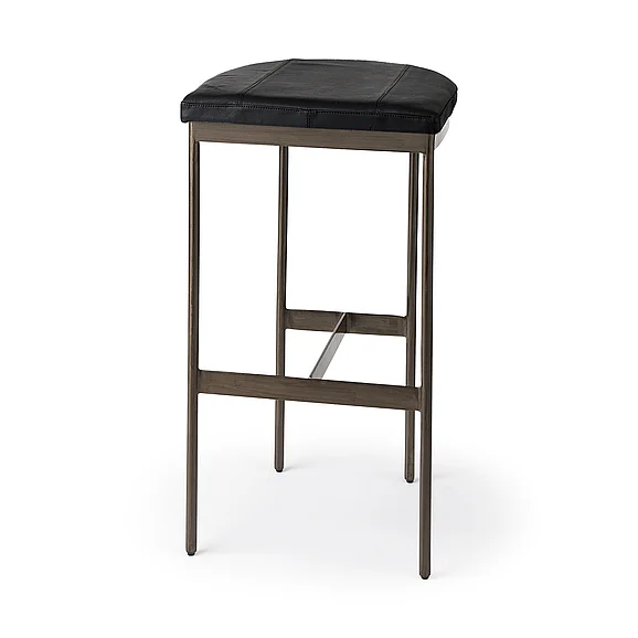 Mercana Millie 16.75L x 17.75W x 30.25H Black Leather Seat w/ Metal Frame Bar Stool 69387