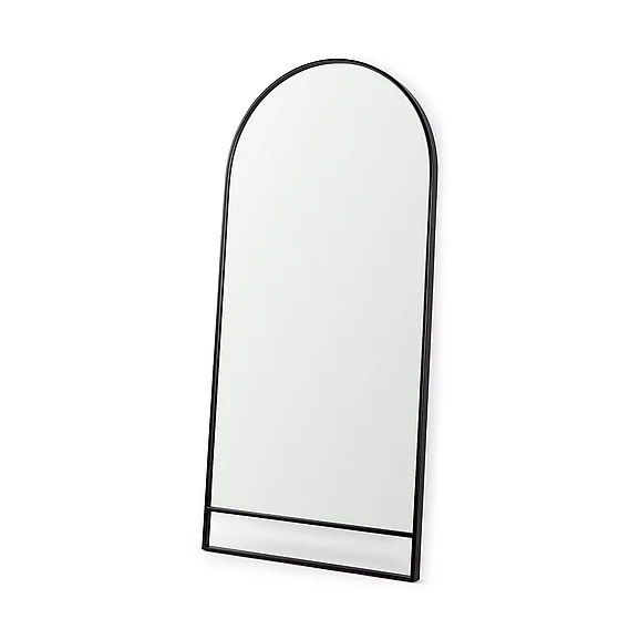 Mercana Sadie 36.0L x 2.0W x 76.0H Black Metal Rounded Arch Floor Mirror 69536