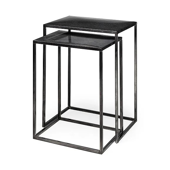 Mercana Kasey (Set of 2) 17.7L x 12.6W x 24.4H Galvanized Metal Nesting Accent Tables 69338