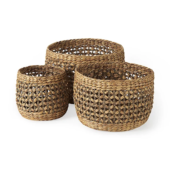 Mercana Dakota 15.0L x 15.0W x 11.8H (Set of 3) Medium Brown Seagrass Round Basket 69597